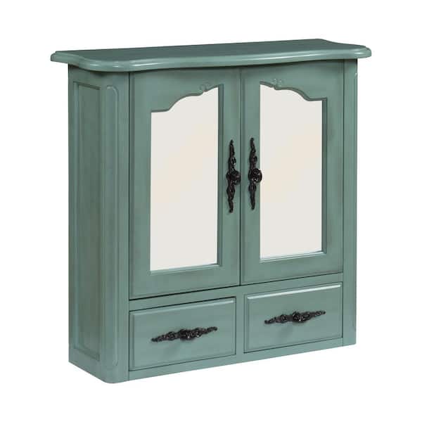 Provence 24 in. W x 23 in. H Rectangular Wood Framed Wall Bathroom Vanity Mirror in Vintage Turquoise