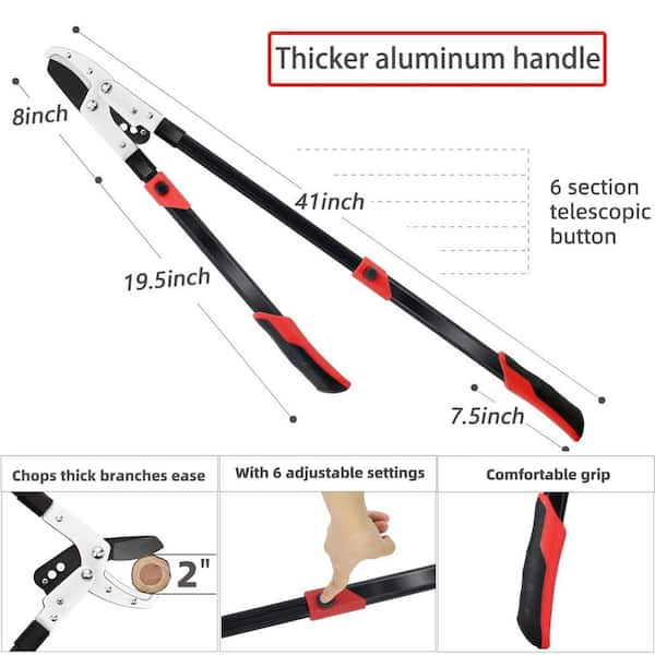 28-41 in. Garden Shears Set Heavy Duty Anvil Loppers, 2 in