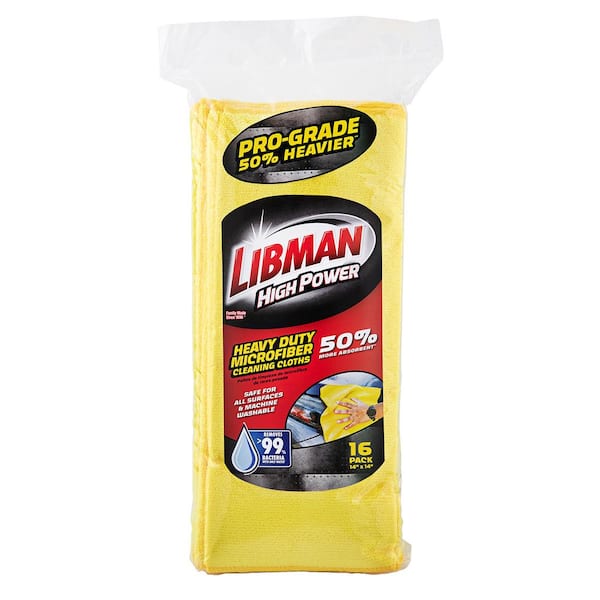 Libman 14 in. x 14 in. Pro-Grade Heavy-Duty Microfiber Cloth Towels (16-Pack)