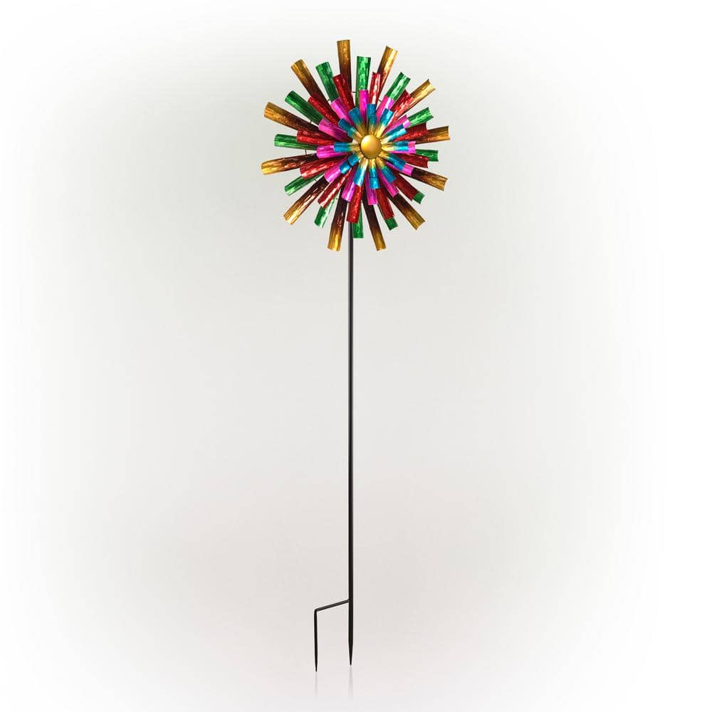 81" Multicolor Iron Prismatic Flower Wind Spinner