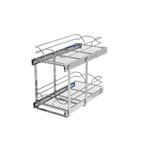 Chrome Steel 12 in. 2-Tier Pullout Basket with Soft-Close