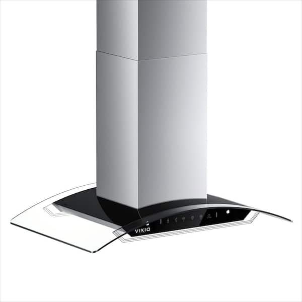 VIKIO 29.3 in. 900 CFM Ducted Island Mount Range Hood in Stainless Steel with LED Light and Glass Panel