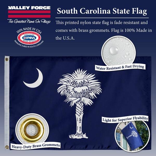 SC State Flag 3' x 5' Nylon Printed Flag 