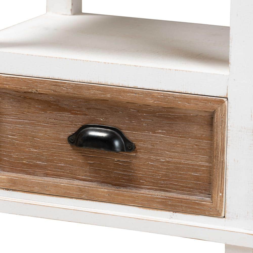 Glynn Rustic White and Oak Brown 1-Drawer Nightstand