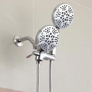 5-Spray Patterns 5 in. Wall Mount Dual Shower Heads 2-in-1 Combo with 2.5 GPM and Handheld Shower Head in Chrome