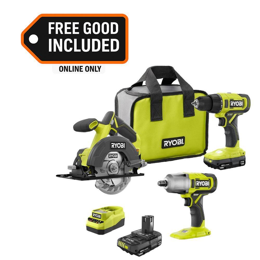 ONE+ 18V Cordless 2-Tool Combo Kit with (2) 1.5 Ah Batteries, Charger, and FREE ONE+ Cordless 1/2 in. Impact Wrench price history on PriceWatchPro