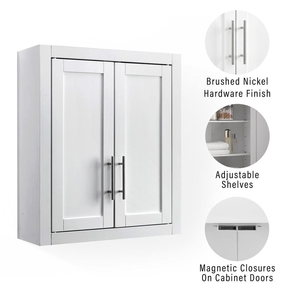 Savannah 31" White MDF Wall-Mounted Bathroom Cabinet with Chrome Hardware