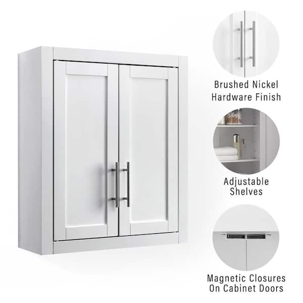 CROSLEY FURNITURE Savannah 22 in. x 26 in. x 8 in. Surface-Mount Medicine Cabinet in White