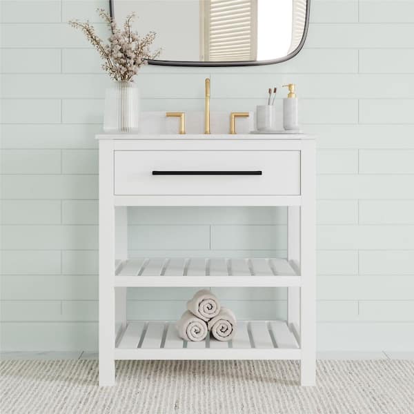 Vanity with towel online rack