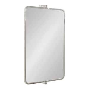 Elijah 20.00 in. W x 31.75 in. H Silver Rectangle Mid Century Framed Decorative Wall Mirror