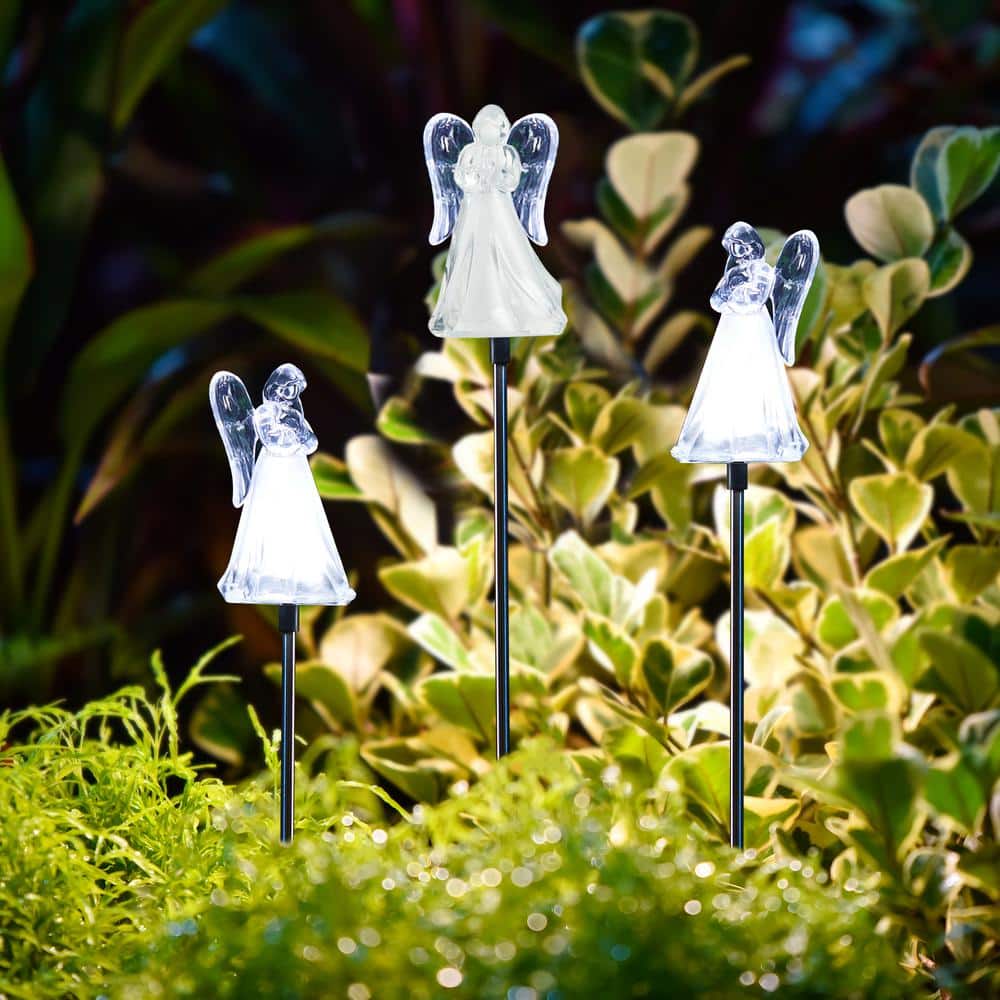 Set of 3 Solar Powered Angel LED Pathway Lights