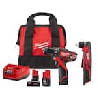 M12 12V Lithium-Ion Cordless 3/8 in. Drill/Driver Kit with M12 3/8 in. Right Angle Drill and 6.0 Ah XC Battery Pack