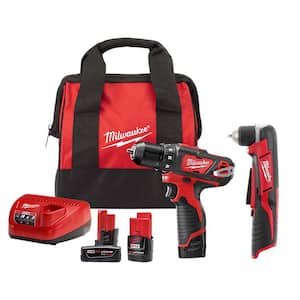 M12 12V Lithium-Ion Cordless 3/8 in. Drill/Driver Kit with M12 3/8 in. Right Angle Drill and 6.0 Ah Battery Pack