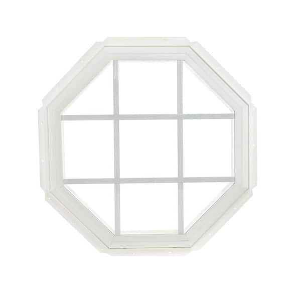 TAFCO WINDOWS 24 in. x 24 in. Fixed Octagon Geometric Vinyl Window with Grids - White