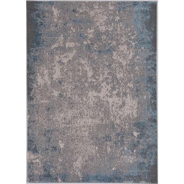 Clara Silver/Blue 10 ft. x 13 ft. Ombre Coastal Area Rug