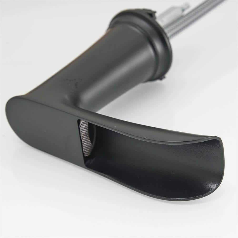 Matte Black 8-Inch Widespread Waterfall Bathroom Faucet