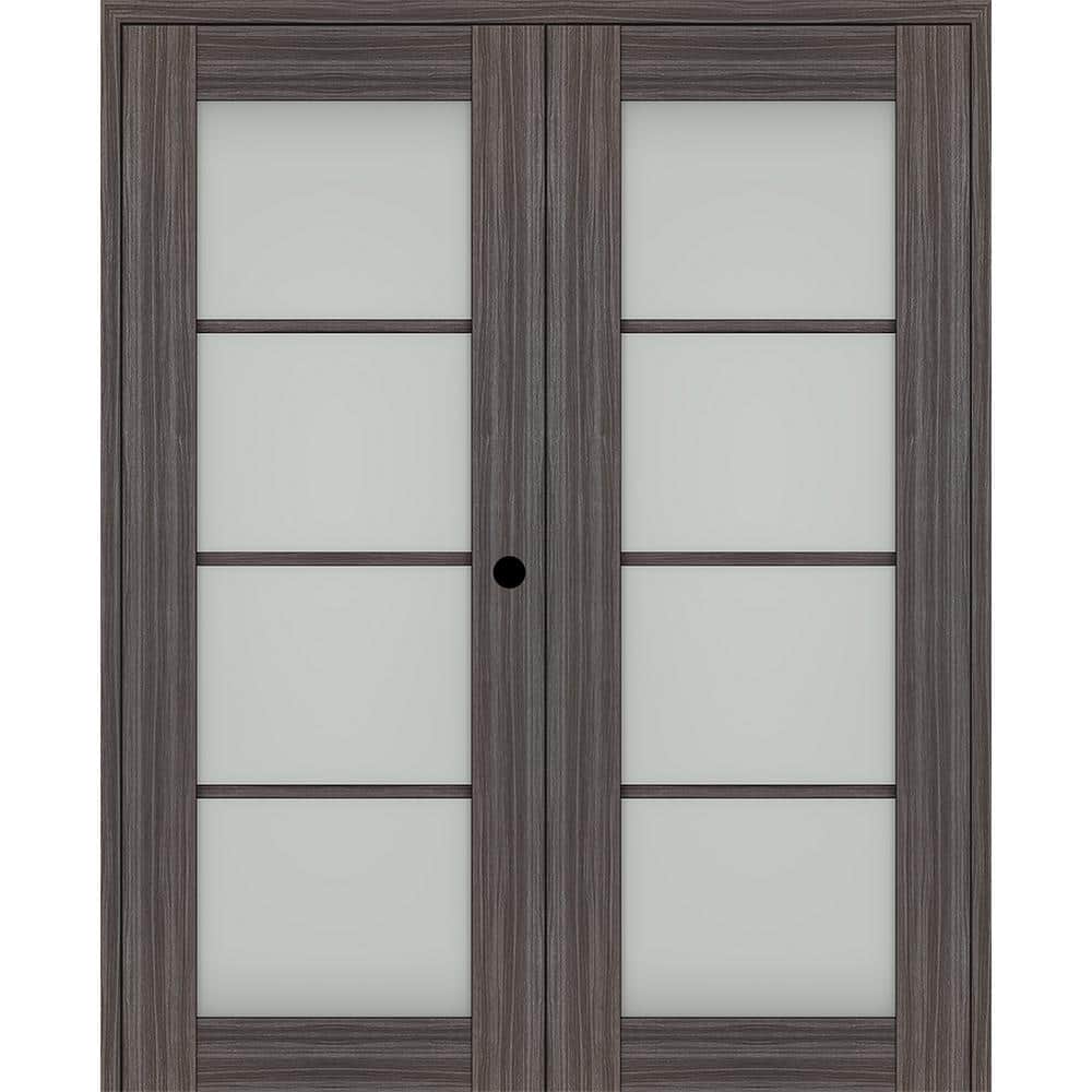Paola 60 in. x 84 in. Left Hand Active 4-Lite Frosted Glass Gray Oak Wood Composite Double Prehung French Door price history on PriceWatchPro