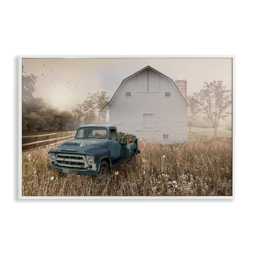 Vintage Pickup in Wildflowers White Framed Giclee Art, design by Nan price history on PriceWatchPro