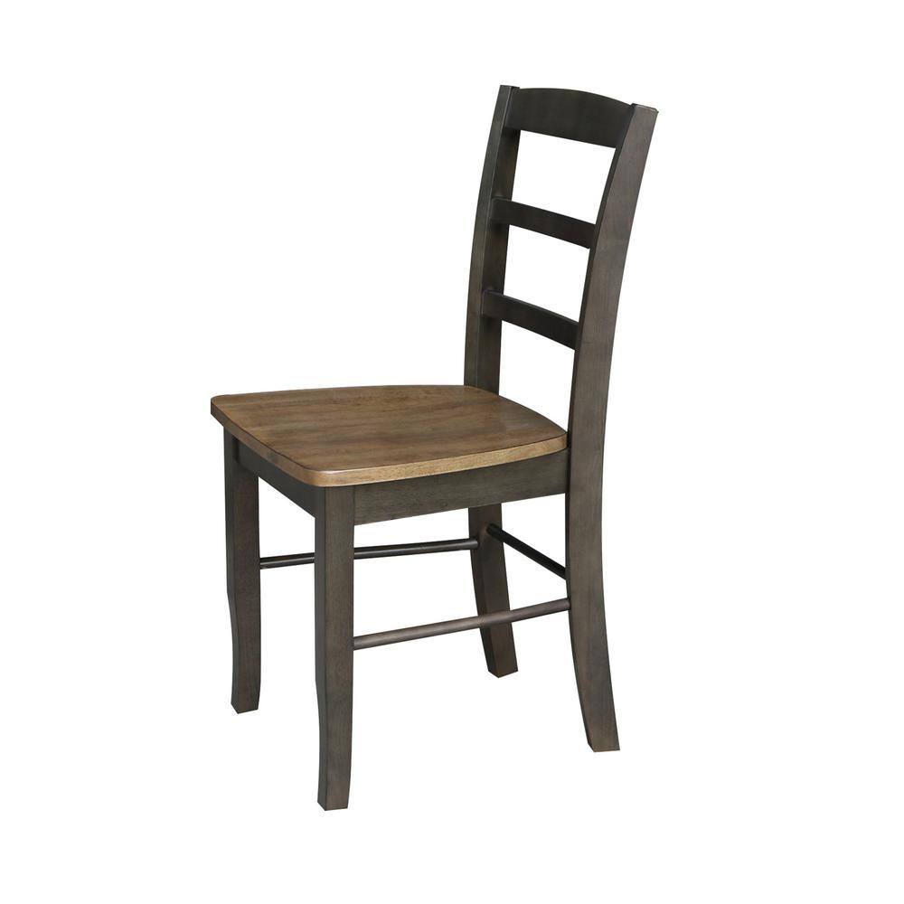 42" Hickory and Washed Coal Drop Leaf Dining Table Set with 4 Ladderback Chairs