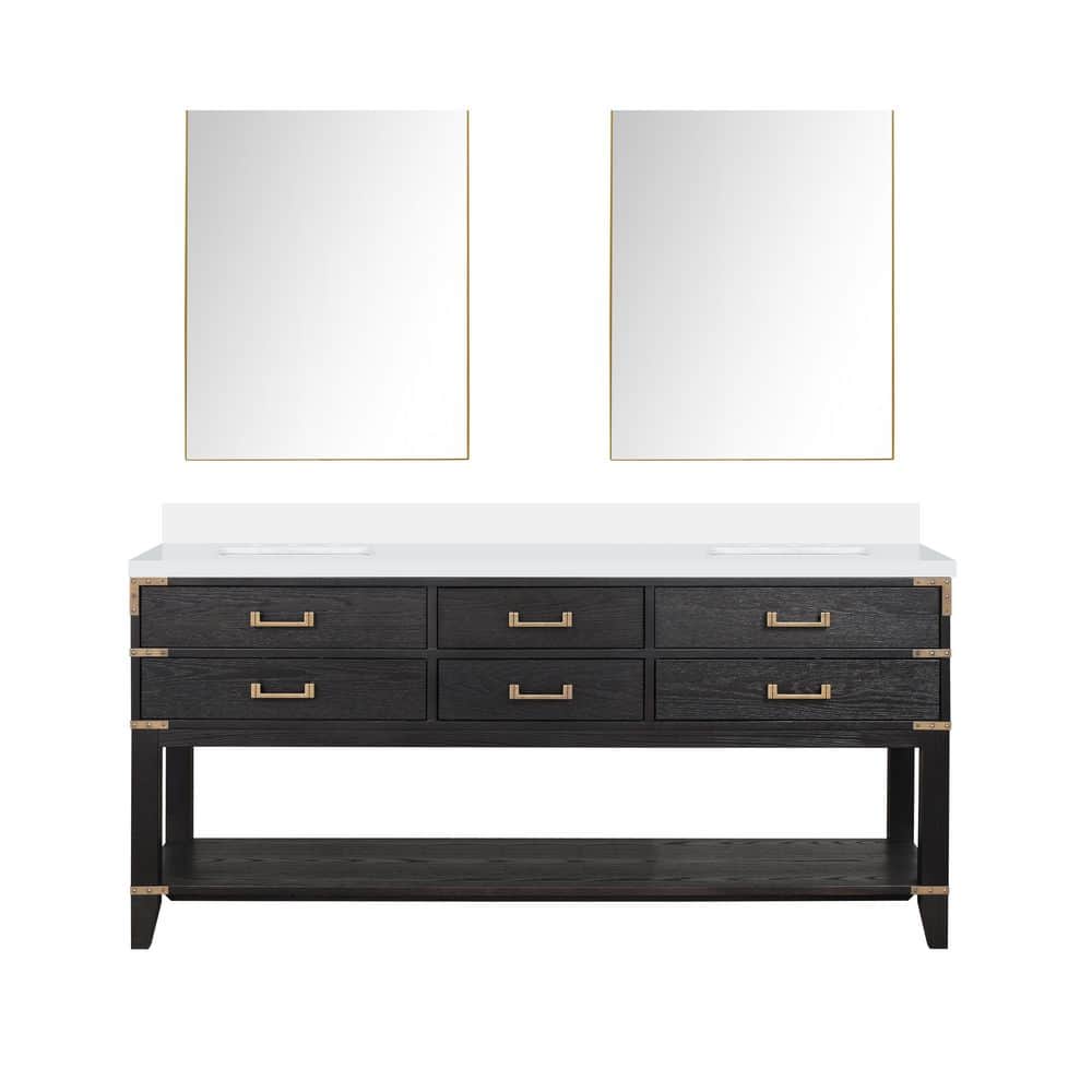 Irvington 72 in. W x 22 in. D Black Oak Double Bath Vanity with Cultured Marble Top, and 34 in. Mirrors price history on PriceWatchPro
