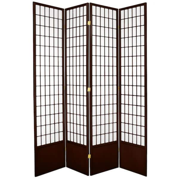 Oriental Furniture 7 ft. Walnut 4-Panel Room Divider 84WP-WAL-4P - The ...