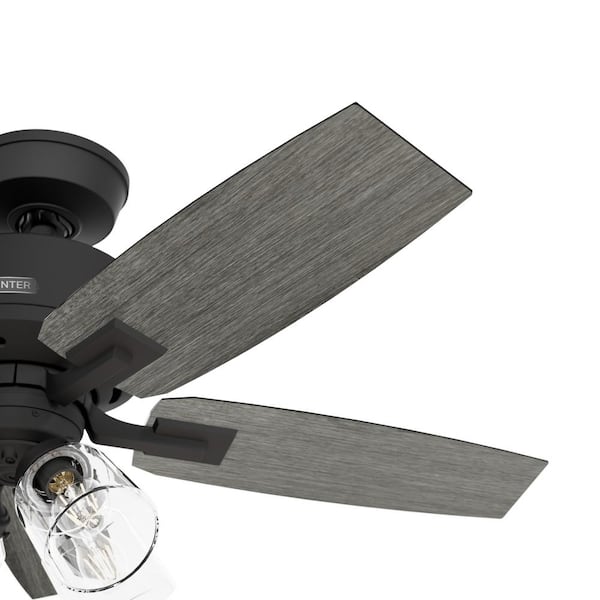 Hunter - Gatlinburg 44 in. Indoor Matte Black Ceiling Fan with Light Kit and Remote Included