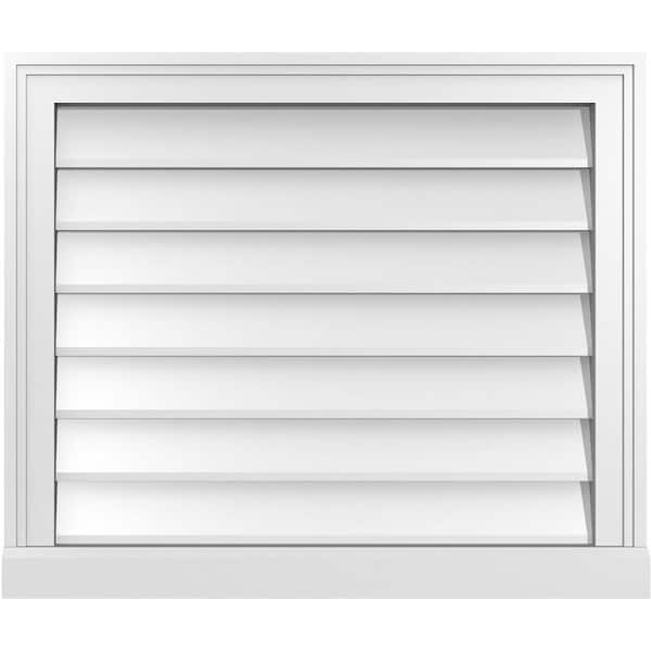 Ekena Millwork 26 in. x 22 in. Vertical Surface Mount PVC Gable Vent: Decorative with Brickmould Sill Frame