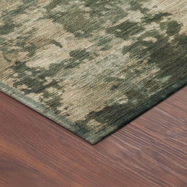Chantille Machine Washable Indoor/Outdoor Abstract ACN2366 Olive 2 ft. x 7 ft. Runner Rug