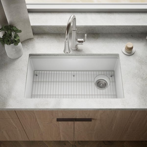 Billings 32.5 in. Undermount Single Bowl Granite Composite Kitchen Sink in Matte White