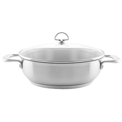 Induction 21 Steel 5 qt. Stainless Steel Chef's Pan in Brushed Stainless Steel with Glass Lid