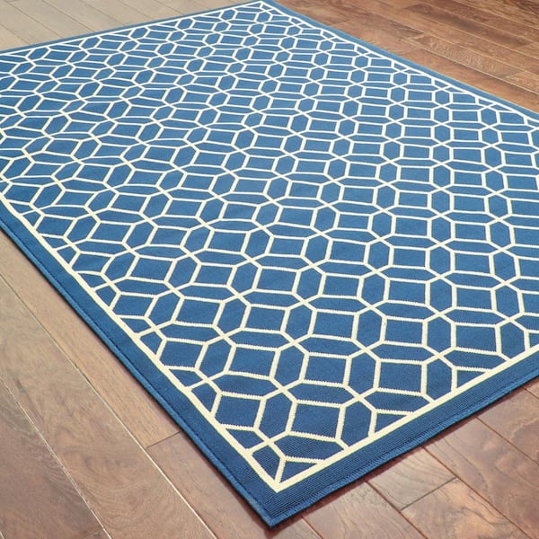 Sand Navy  Doormat 3 ft. x 5 ft. Indoor/Outdoor Patio Area Rug