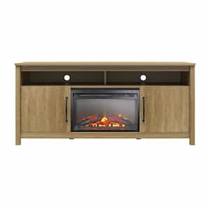 Augusta Natural TV Stand Fits TV's up to 65 in. with Electric Fireplace