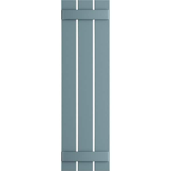 Ekena Millwork 17-1/8 in. x 63 in. True Fit PVC Three Board Spaced Board and Batten Shutters Pair in Peaceful Blue