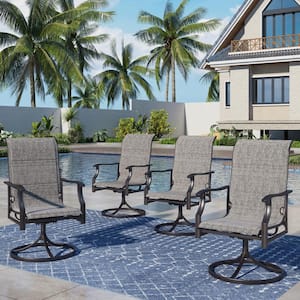Swivel Padded Textilene Metal Outdoor Dining Chair (4-Pack)