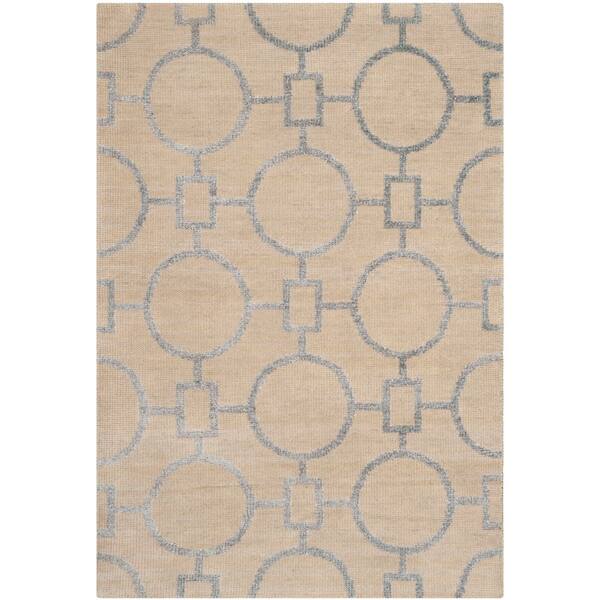 Stone Wash 5 ft. x 8 ft. Beige Trellis Area Rug