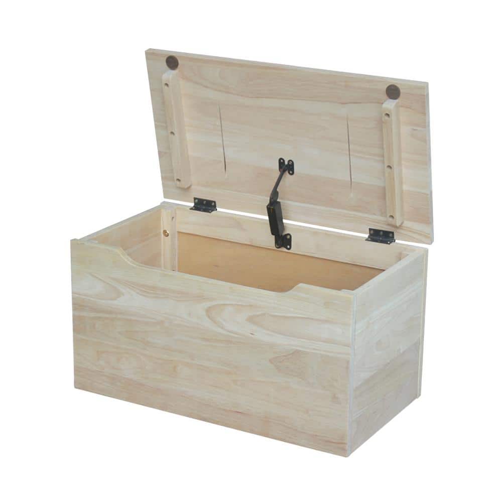 Unfinished Solid Wood Kids Toy Storage Bench 22"