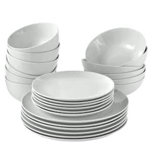 Organic white 24 piece casual bone white porcelain dinnerware set
