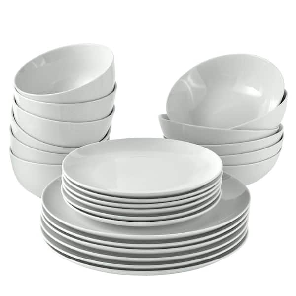 Over and Back Organic white 24 piece casual bone white porcelain dinnerware set