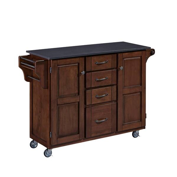 Home Styles Create-a-Cart Cherry Kitchen Cart With Quartz Top