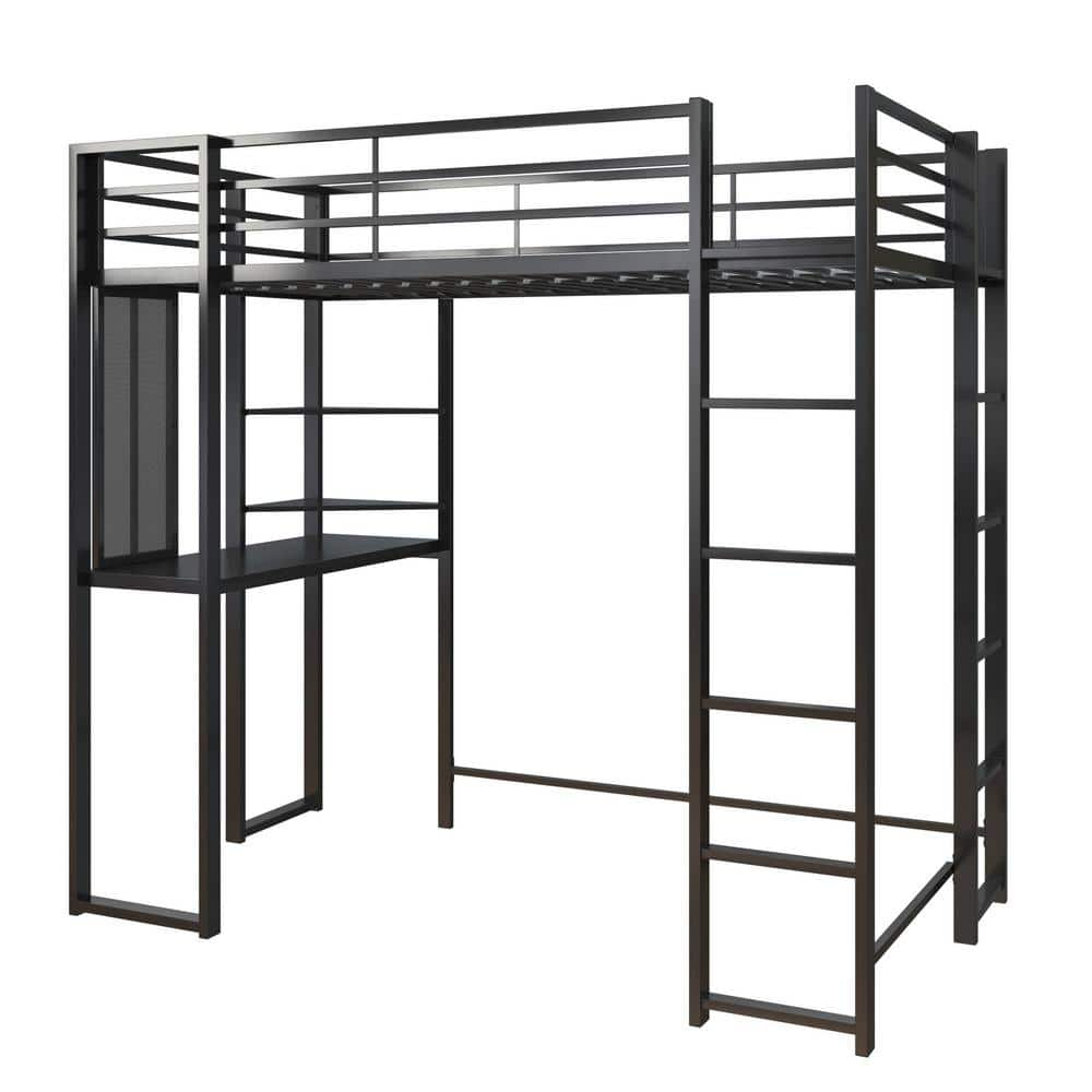 DHP Alana Black Metal Twin Loft Bed with Desk DE63311 - The Home Depot