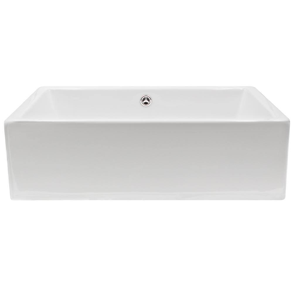 Matte Black and White Rectangular Ceramic Vessel Sink