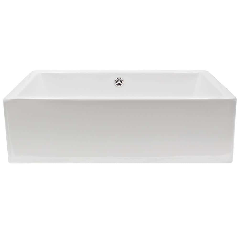 20.5'' White Porcelain Rectangular Vessel Bathroom Sink