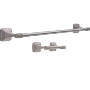 Portwood 2-Piece Bath Hardware Set with 24 in. Towel Bar, Toilet Paper Holder in Brushed Nickel