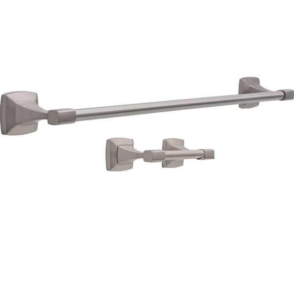 Delta Portwood 2-Piece Bath Hardware Set with 24 in. Towel Bar, Toilet Paper Holder in Brushed Nickel