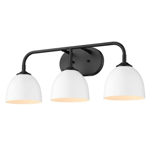 Golden Lighting Zoey 8 in. 3-Light Matte Black Vanity Light