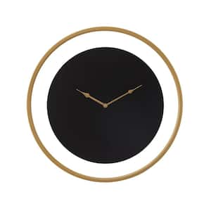 24 in. x 24 in. Black Metal Wall Clock with Gold Accents