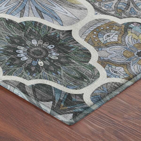 Mayfield Premium Machine Washable Abstract AMF2257 Blue 10 ft. x 14 ft. Area Rug