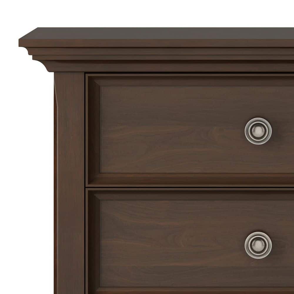 Natural Aged Brown Solid Wood 2-Drawer Bedside Table