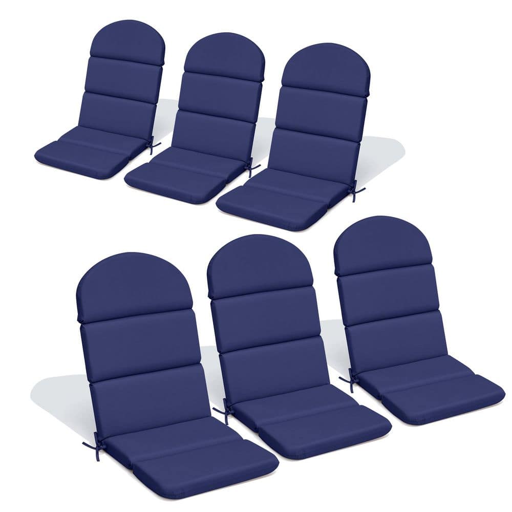 50 in. x 20 in. x 2.36 in. Outdoor Adirondack Chair Cushion with Straps 6 Pieces Patio Deep Seat Cushions in Navy Blue