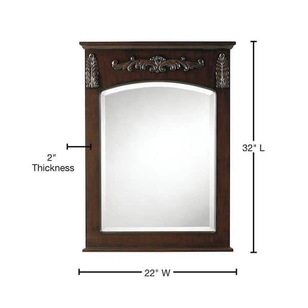 22 in. W x 32 in. H Framed Rectangular Bathroom Vanity Mirror in Antique Cherry 22 in. W x 32 in. H Framed Rectangular Bathroom Vanity Mirror in Antique Cherry
